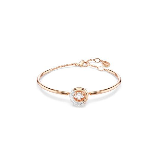 Dextera bangle, Round cut, White, 18K rose gold finish