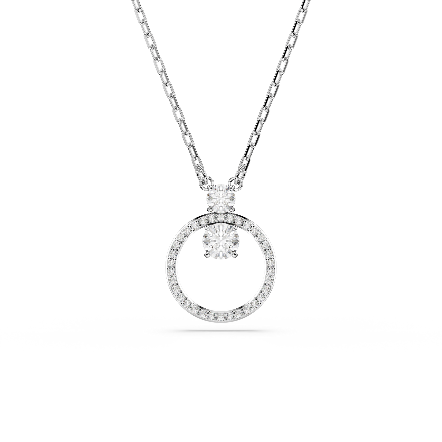 Swarovski Constella pendant, Pavé, Round cut, White, Rhodium plated