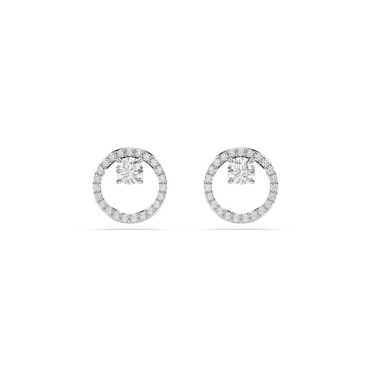 Swarovski Constella stud earrings, Round cut, White, Rhodium plated