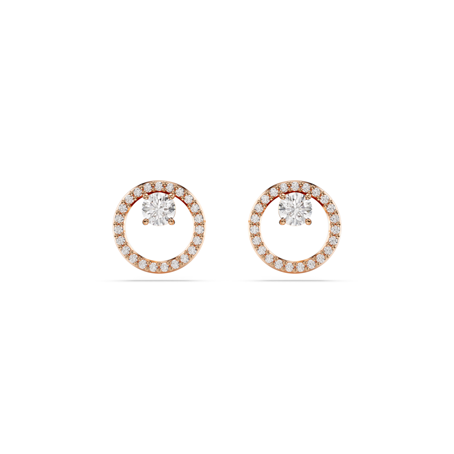 Swarovski Constella stud earrings, Round cut, White, Rose gold-tone plated