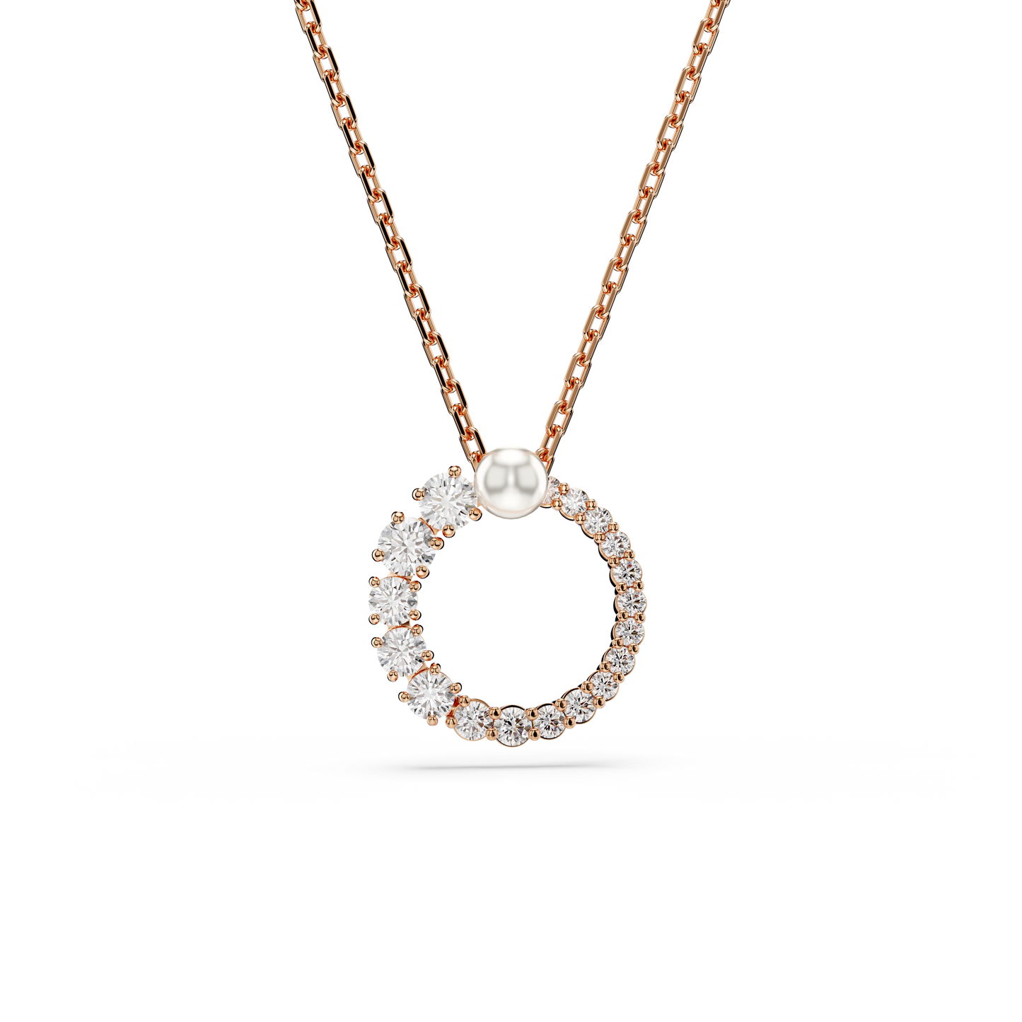 Swarovski Matrix pendant, Crystal pearl, Round cut, White, Rose gold-tone plated