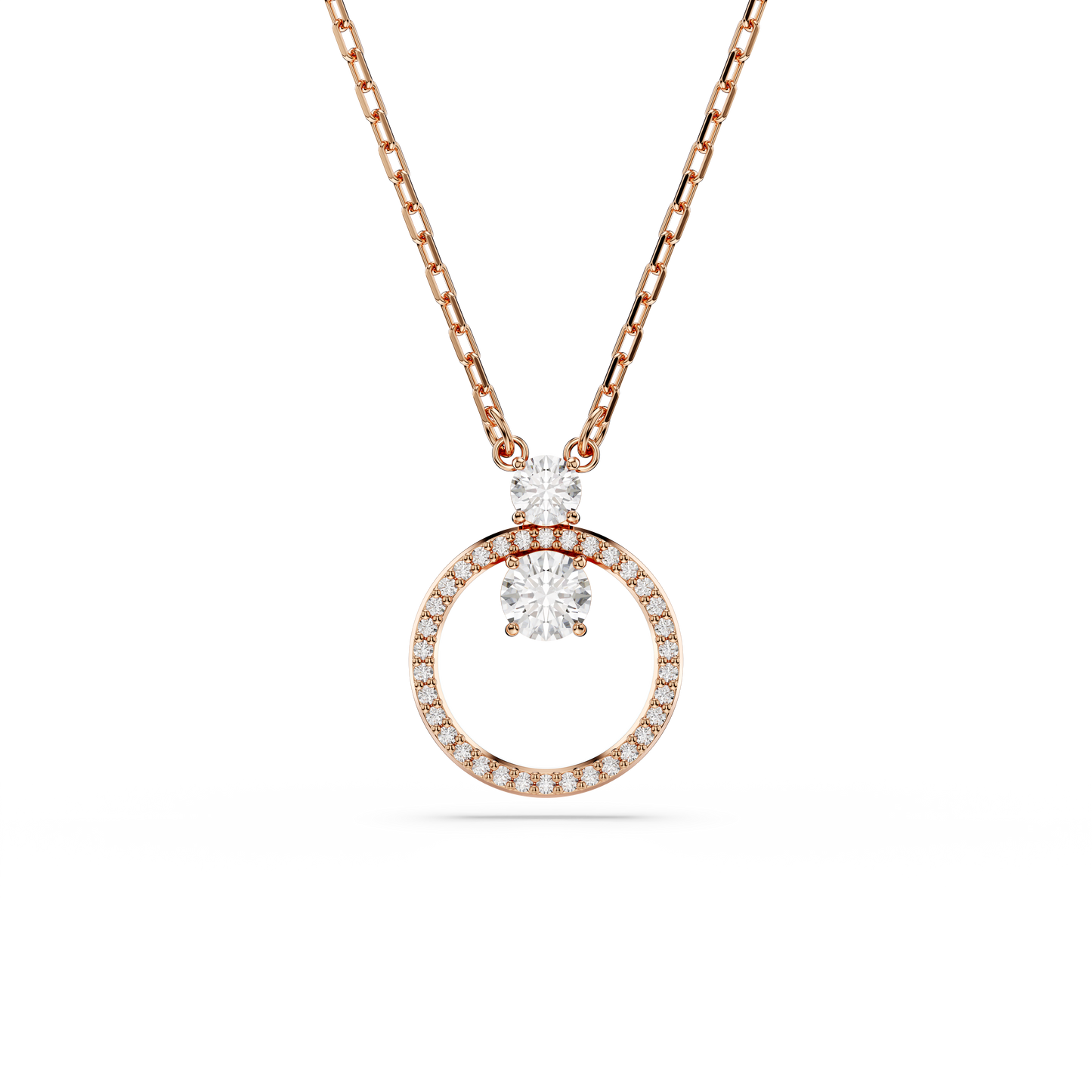 Swarovski Constella pendant, Round cut, White, Rose gold-tone plated