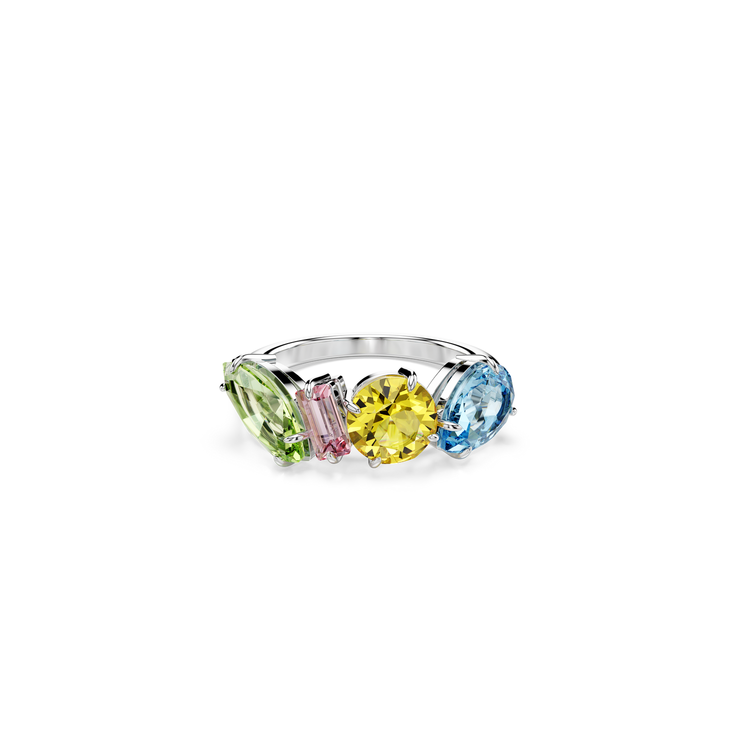 Swarovski Gema ring, Mixed cuts, Multicolored, Rhodium plated