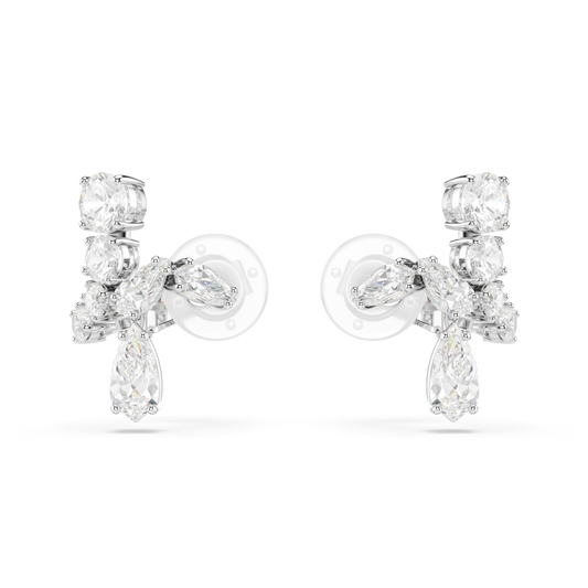 Swarovski Matrix clip earrings, Mixed cuts, White, Rhodium plated