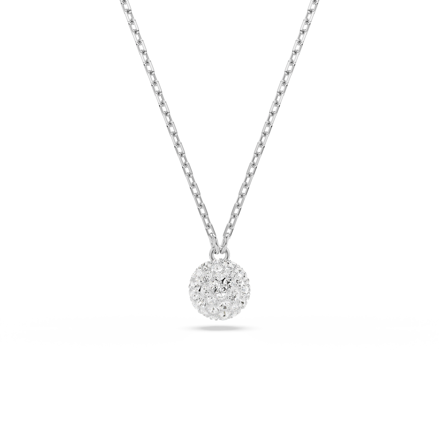 Swarovski Dextera pendant, Round cut, Sphere, White, Rhodium plated
