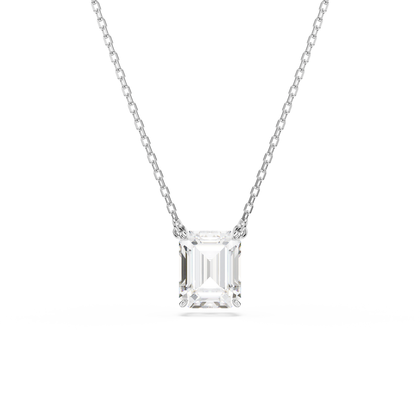 Swarovski Stilla pendant, Octagon cut, White, Rhodium plated