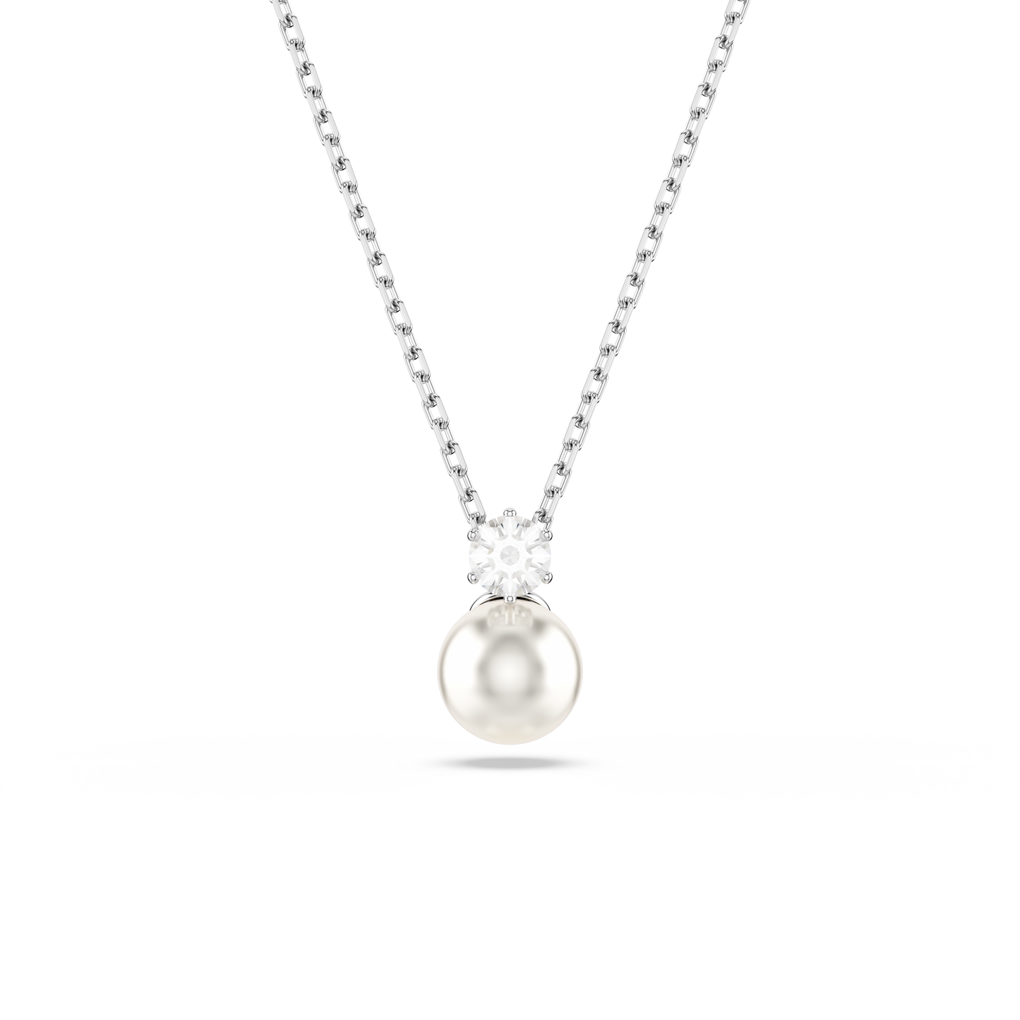 Swarovski Matrix pendant, Crystal pearl, Round cut, White, Rhodium plated