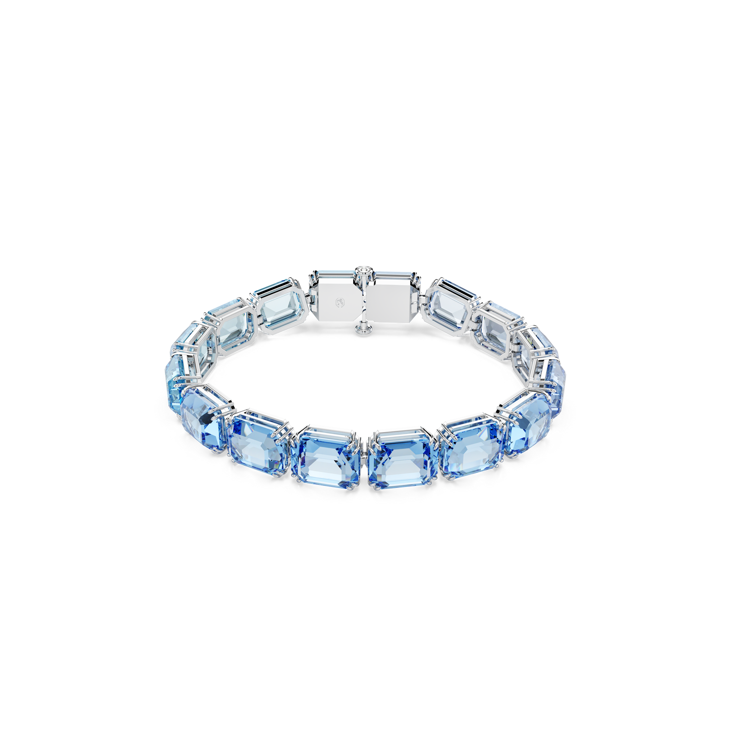 Swarovski Millenia Tennis bracelet, Octagon cut, Color gradient, Blue, Rhodium plated