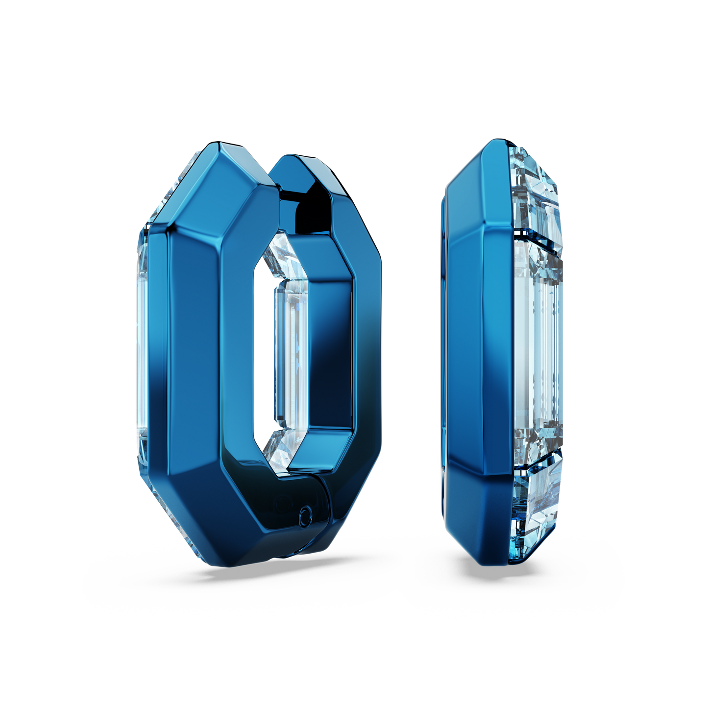 Swarovski Lucent hoop earrings, Octagon shape, Small, Blue