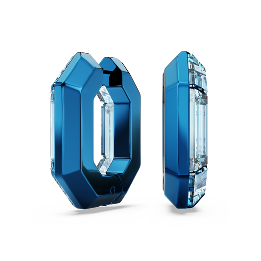 Swarovski Lucent hoop earrings, Octagon shape, Small, Blue