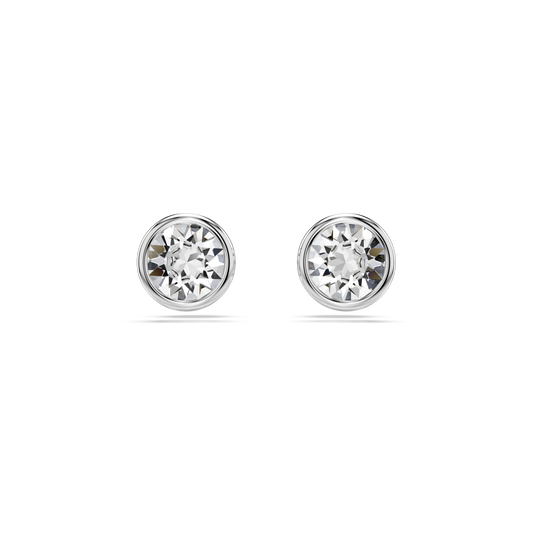 Swarovski Imber stud earrings, Round cut, White, Rhodium plated