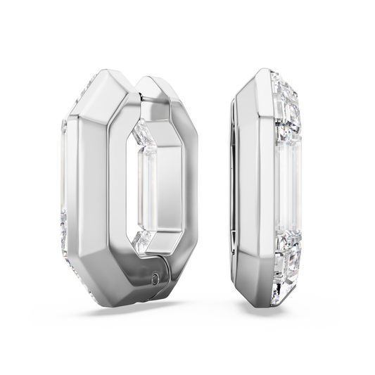 Swarovski Lucent hoop earrings, Octagon shape, Small, White
