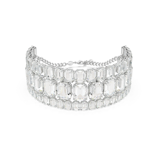 Swarovski Millenia choker, Octagon cut, White, Rhodium plated