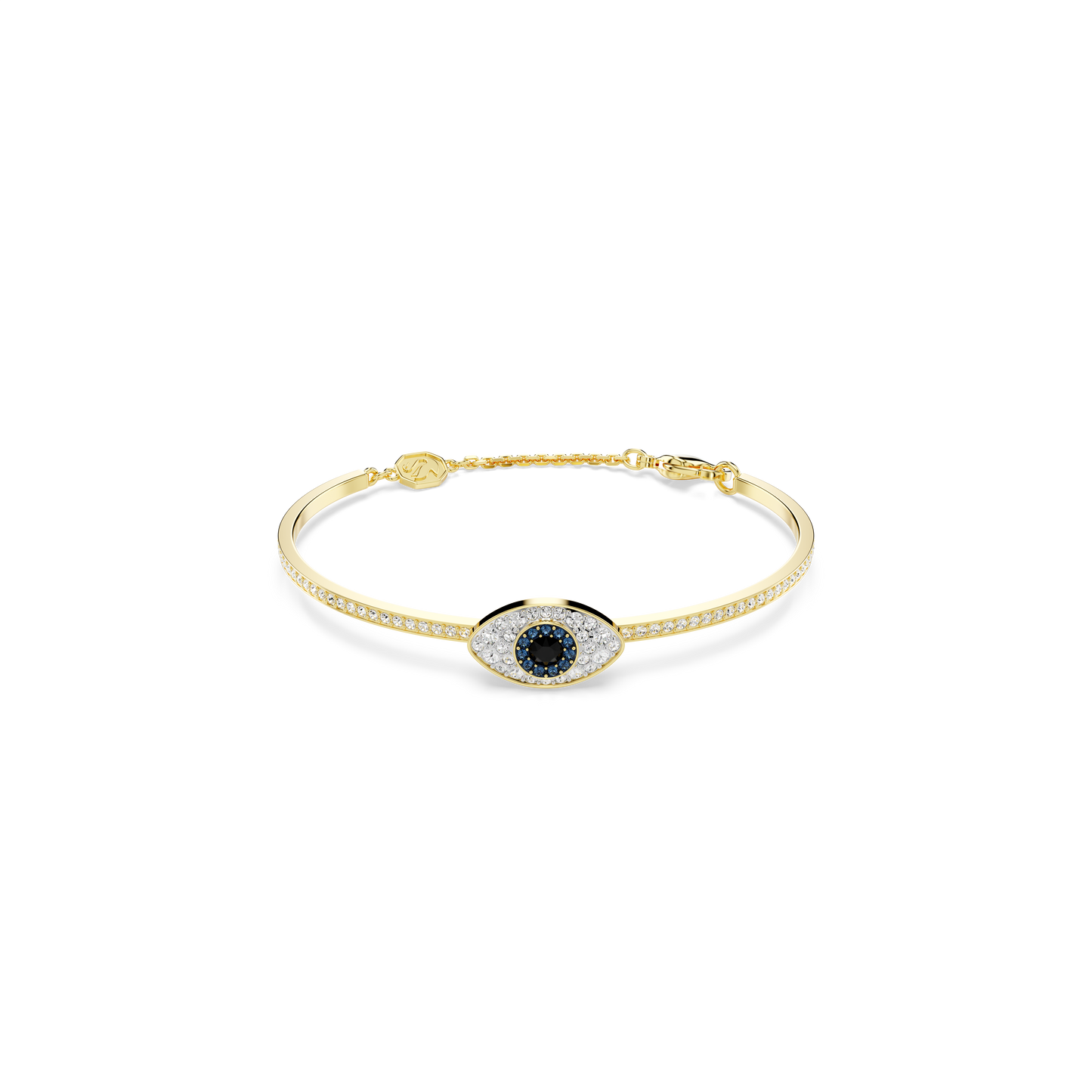 Swarovski Symbolica bangle, Evil eye, Blue, Gold-tone plated