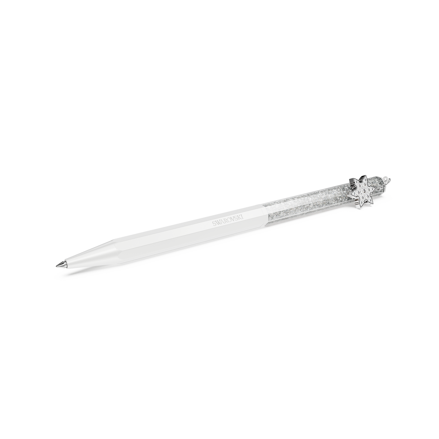 Swarovski Crystalline ballpoint pen, Octagon shape, Snowflake, White, White lacquered