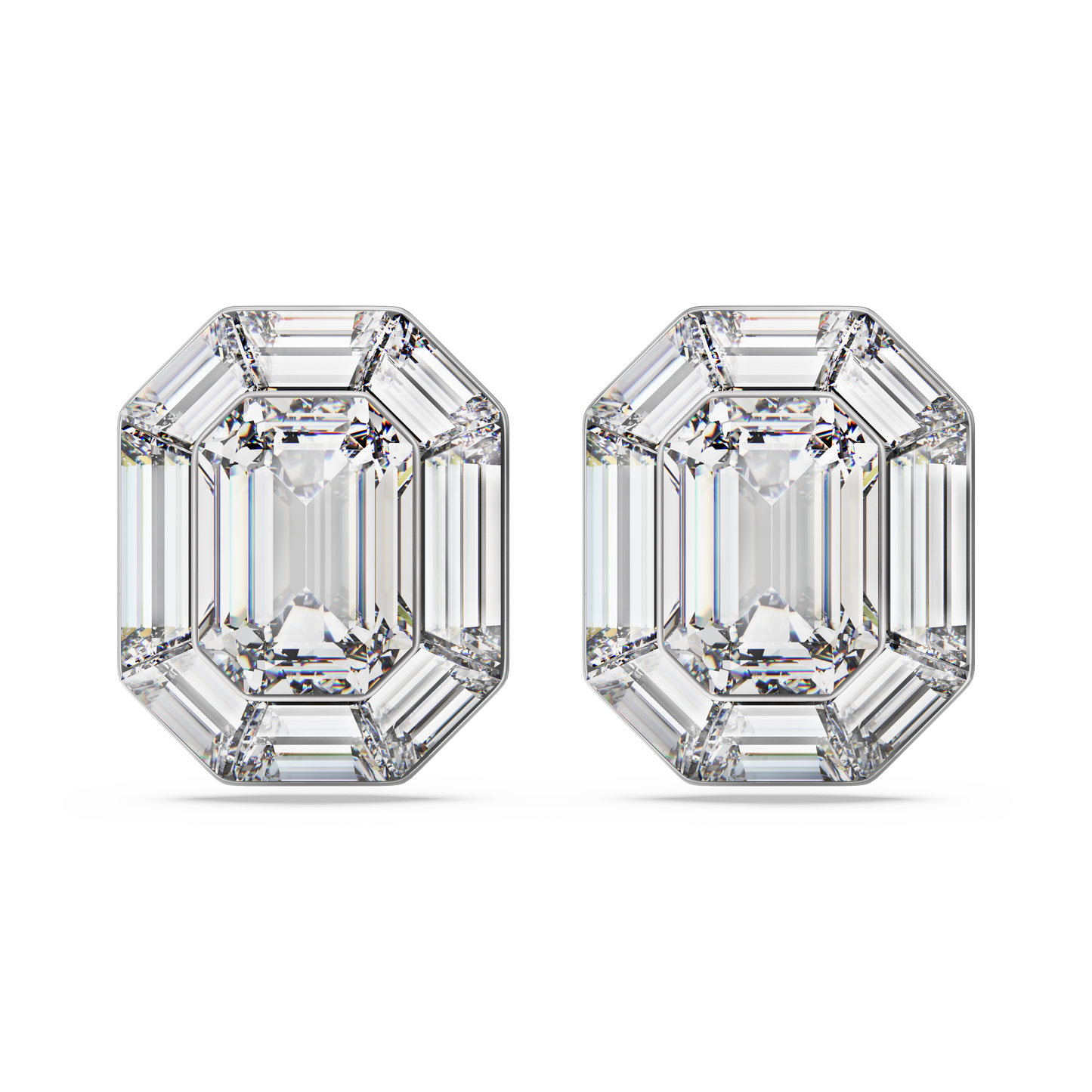 Swarovski Lucent clip earrings, Octagon cut, White