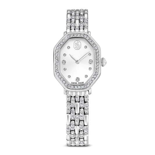 Dextera octagon watch, Swiss Made, Metal bracelet, Silver tone, Stainless steel