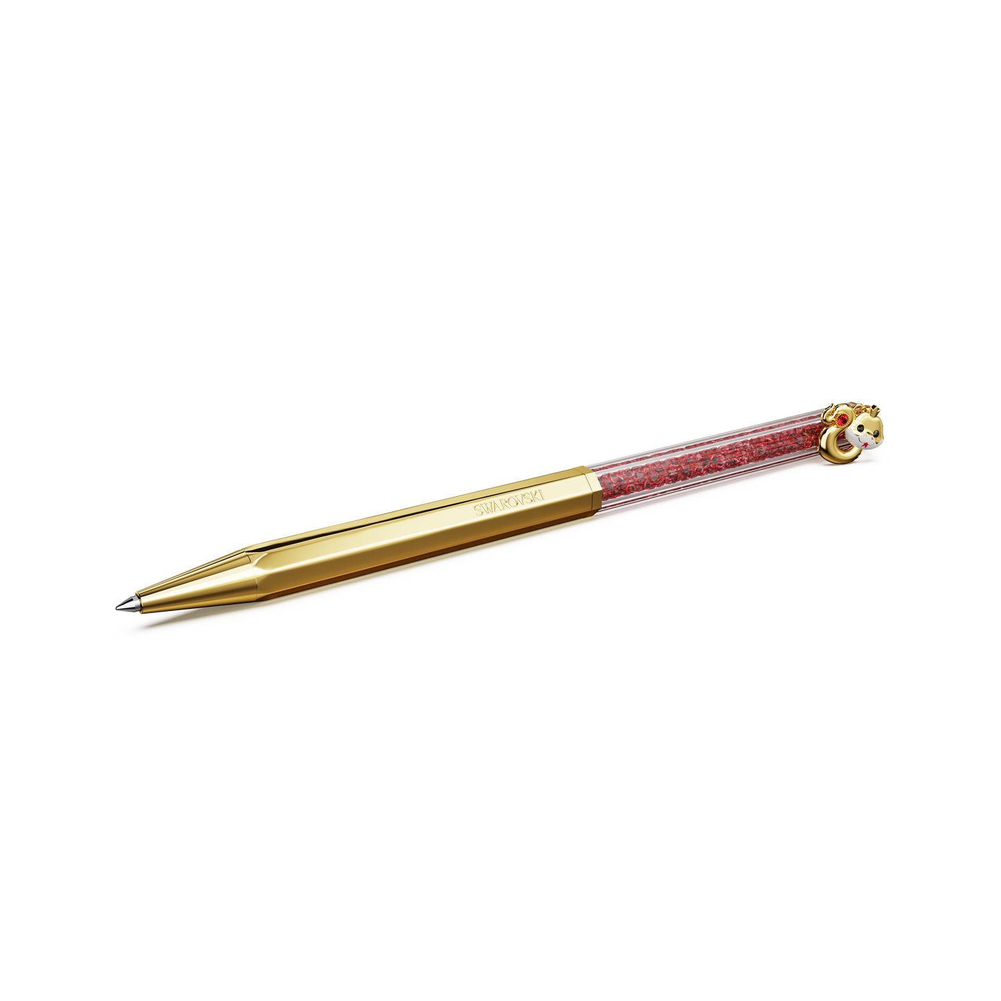 Swarovski Crystalline Chinese New Year ballpoint pen, Octagon shape, Year of the snake, Red, Gold-tone plated