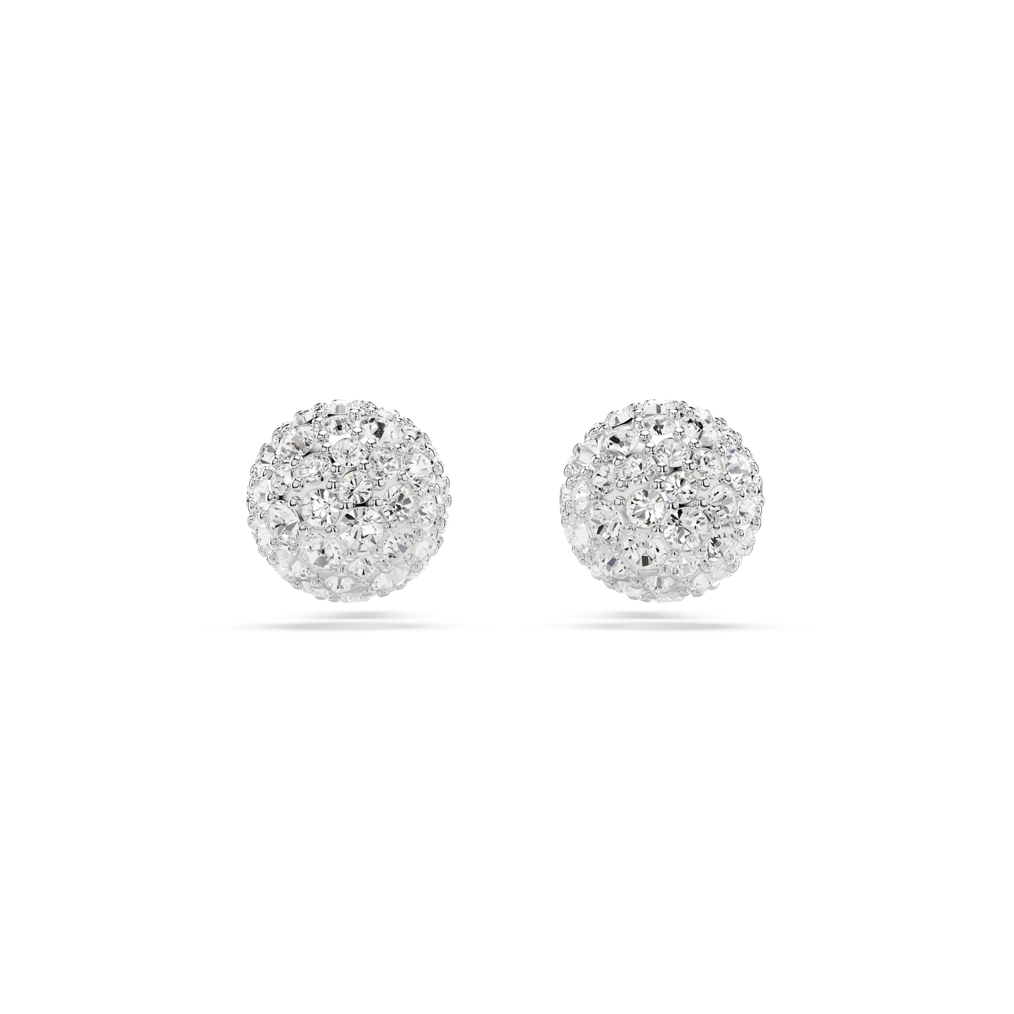 Swarovski Dextera stud earrings, Round cut, White, Rhodium plated