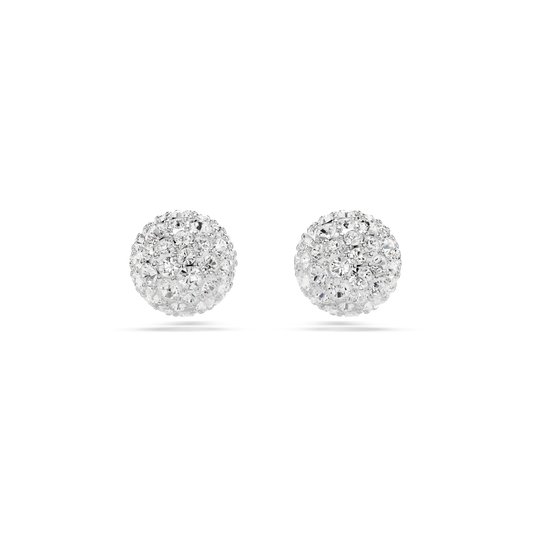 Swarovski Dextera stud earrings, Round cut, White, Rhodium plated