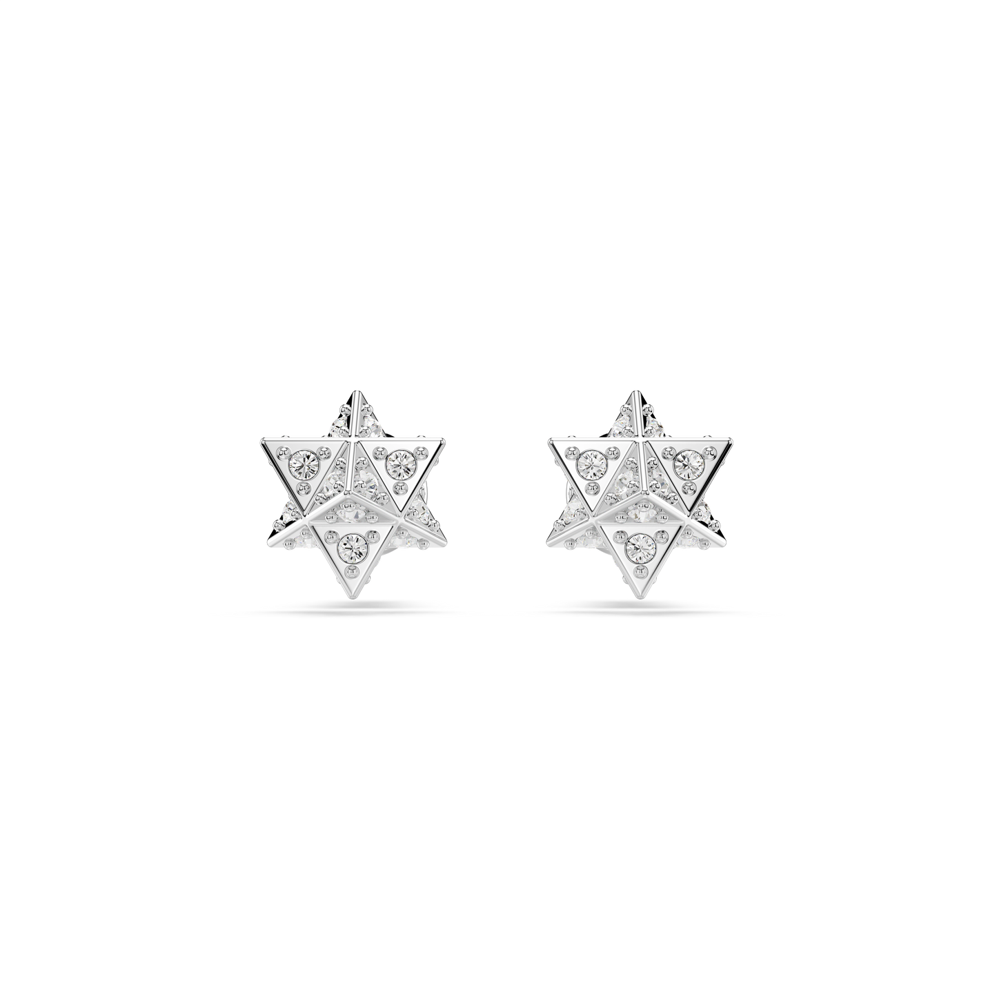Swarovski Dextera stud earrings, Round cut, Star, White, Rhodium plated
