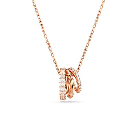 Hyperbola pendant, Mixed cuts, White, 18K rose gold finish