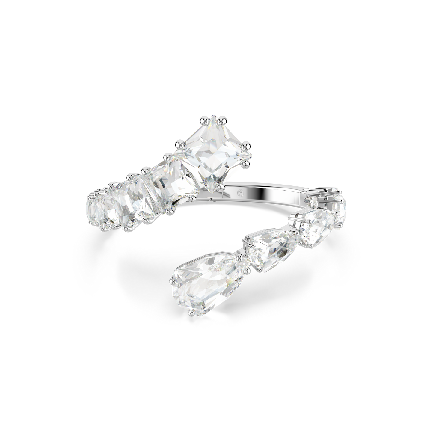 Swarovski Matrix bangle, Mixed cuts, White, Rhodium plated