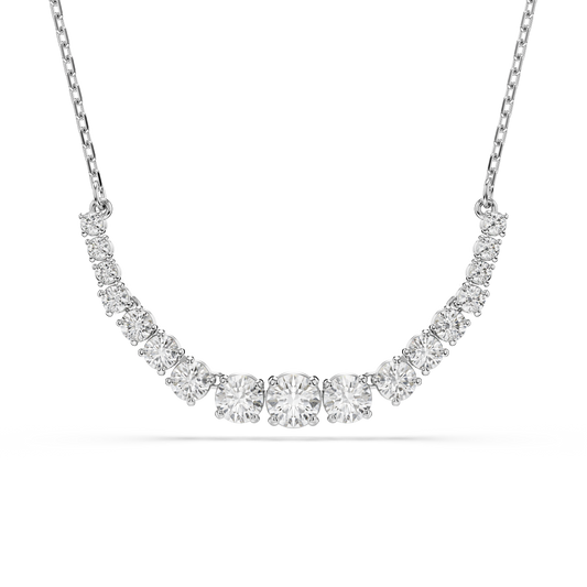 Swarovski Matrix necklace, Gradient of round cuts, White, Rhodium plated