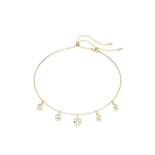 Swarovski Imber necklace, Mixed cuts, White, Gold-tone plated