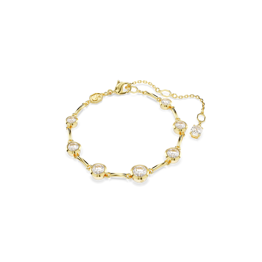 Swarovski Imber Tennis bracelet, Mixed round cuts, White, Gold-tone plated