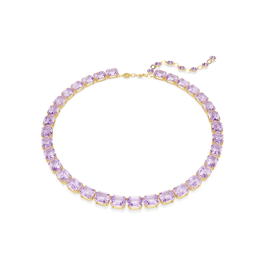 Millenia necklace, Octagon cut, Purple, 18K gold finish