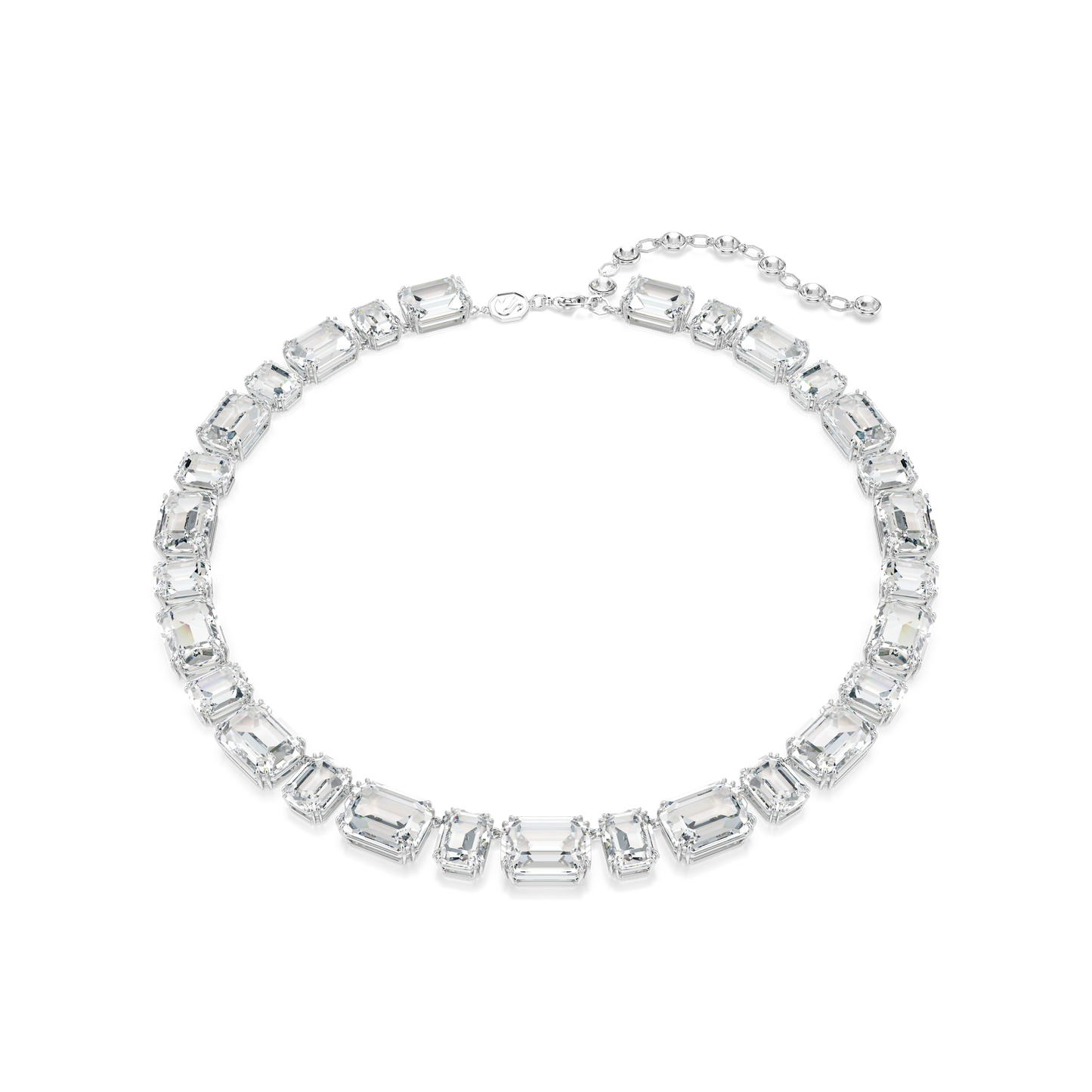 Swarovski Millenia Tennis necklace, Octagon cut, White, Rhodium plated
