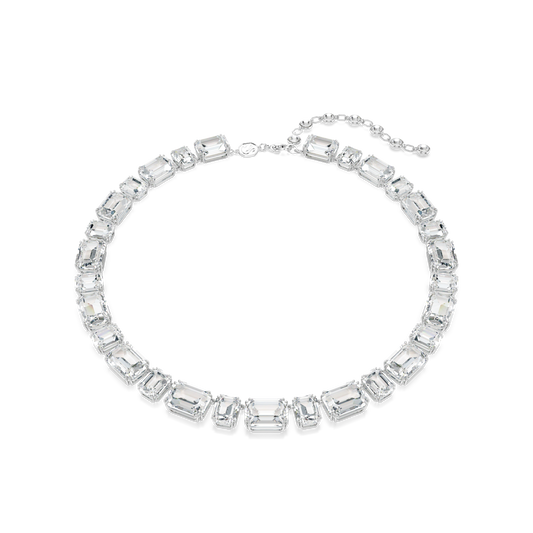 Swarovski Millenia Tennis necklace, Octagon cut, White, Rhodium plated