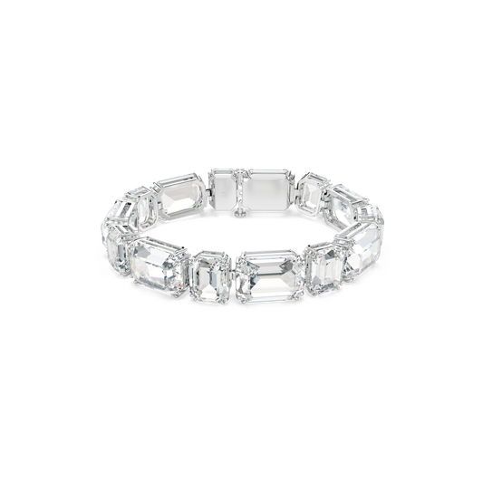 Swarovski Millenia Tennis bracelet, Octagon cut, White, Rhodium plated