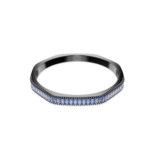 Swarovski Matrix bangle, Baguette cut, Octagon shape, Blue, Ruthenium plated