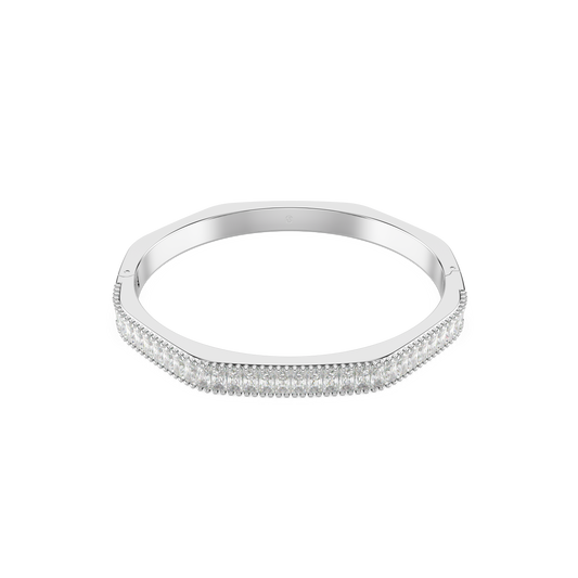 Swarovski Matrix bangle, Baguette cut, Octagon shape, White, Rhodium plated