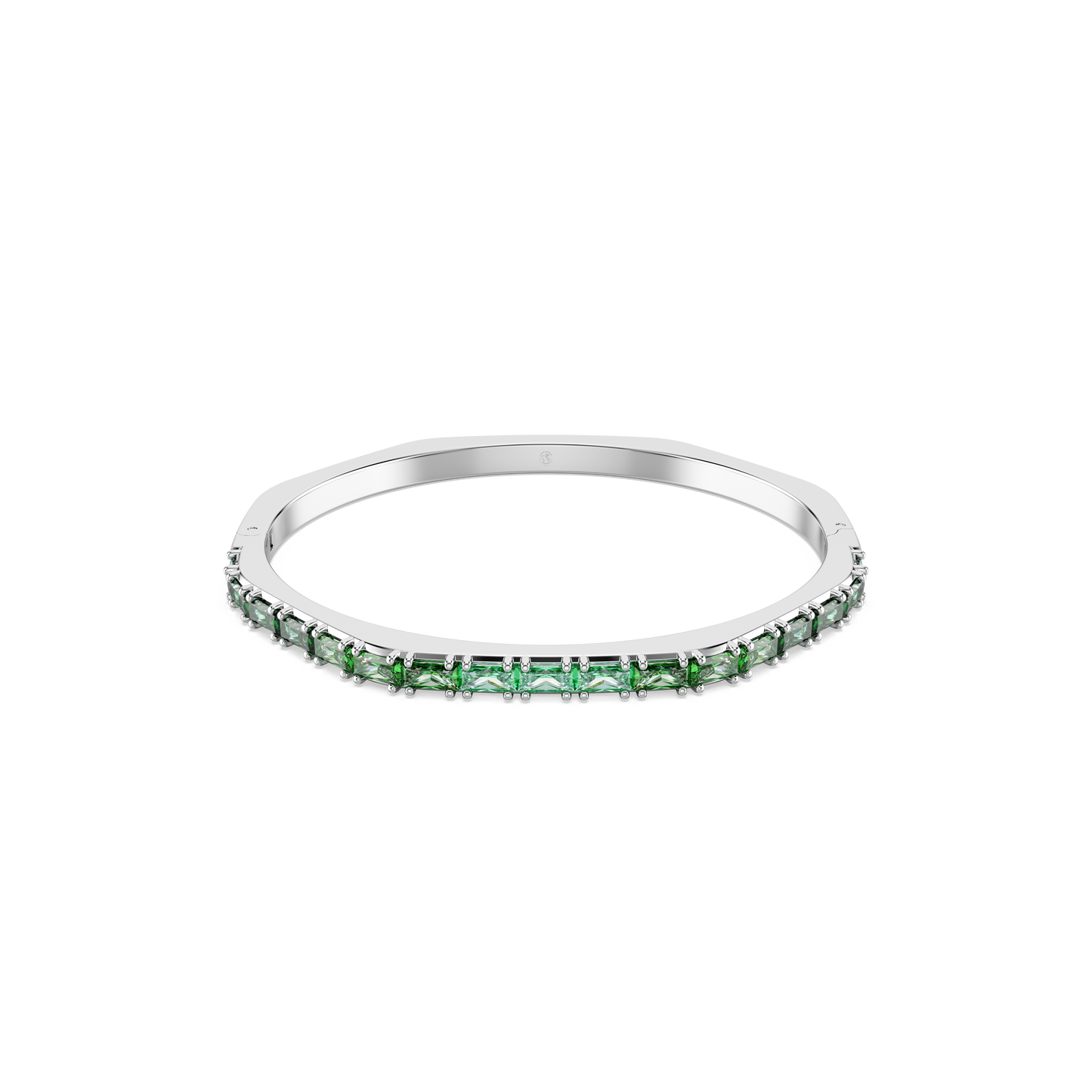 Swarovski Matrix bangle, Baguette cut, Octagon shape, Green, Rhodium plated