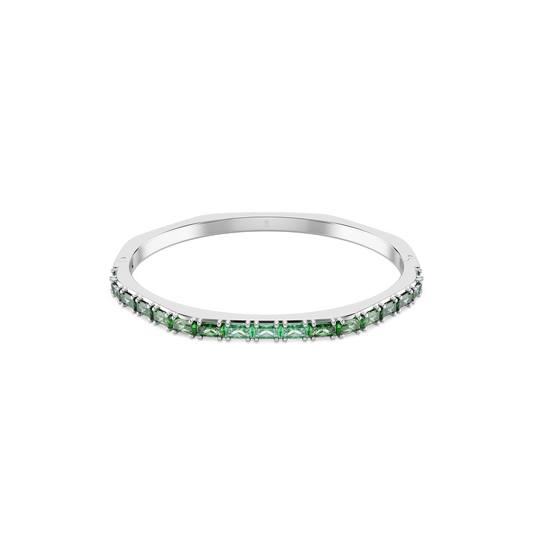 Swarovski Matrix bangle, Baguette cut, Octagon shape, Green, Rhodium plated