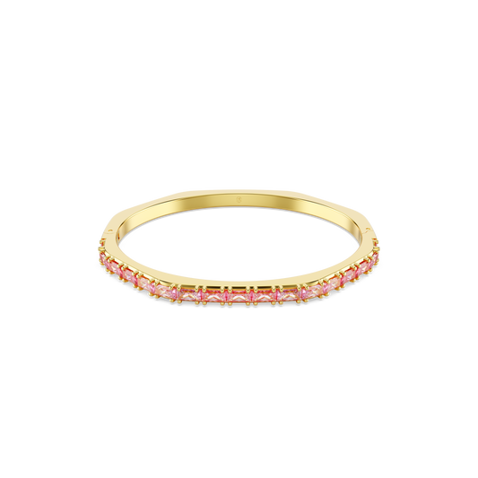 Swarovski Matrix bangle, Baguette cut, Octagon shape, Pink, Gold-tone plated