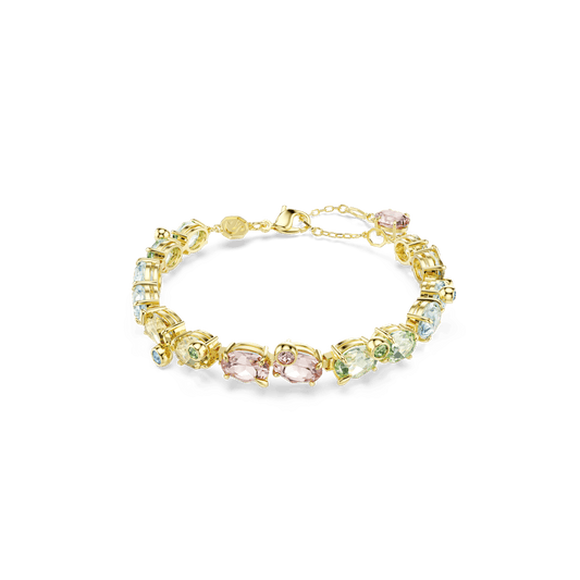 Gema bracelet, Mixed cuts, Multicolored, 18K gold finish