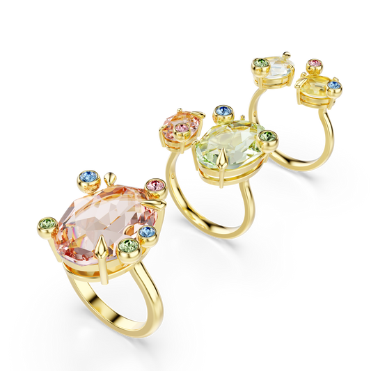 Swarovski Gema ring, Set (3), Mixed cuts, Multicolored, Gold-tone plated