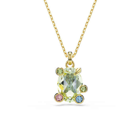 Swarovski Gema pendant, Mixed cuts, Multicolored, Gold-tone plated