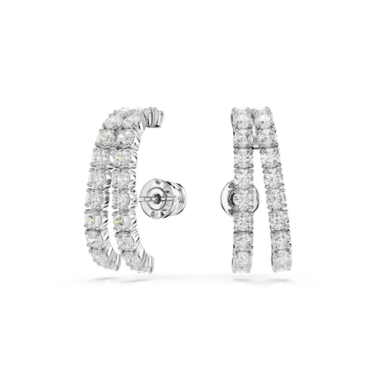Swarovski Matrix ear cuffs, Round cut, White, Rhodium plated