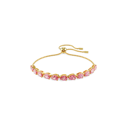 Swarovski Matrix bracelet, Pear cut, Pink, Gold-tone plated