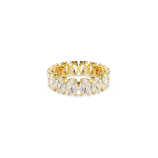 Swarovski Matrix ring, Oval cut, White, Gold-tone plated