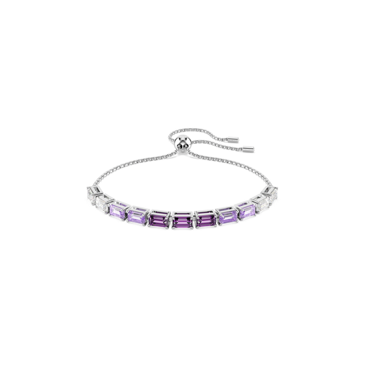 Swarovski Matrix bracelet, Baguette cut, Purple, Rhodium plated