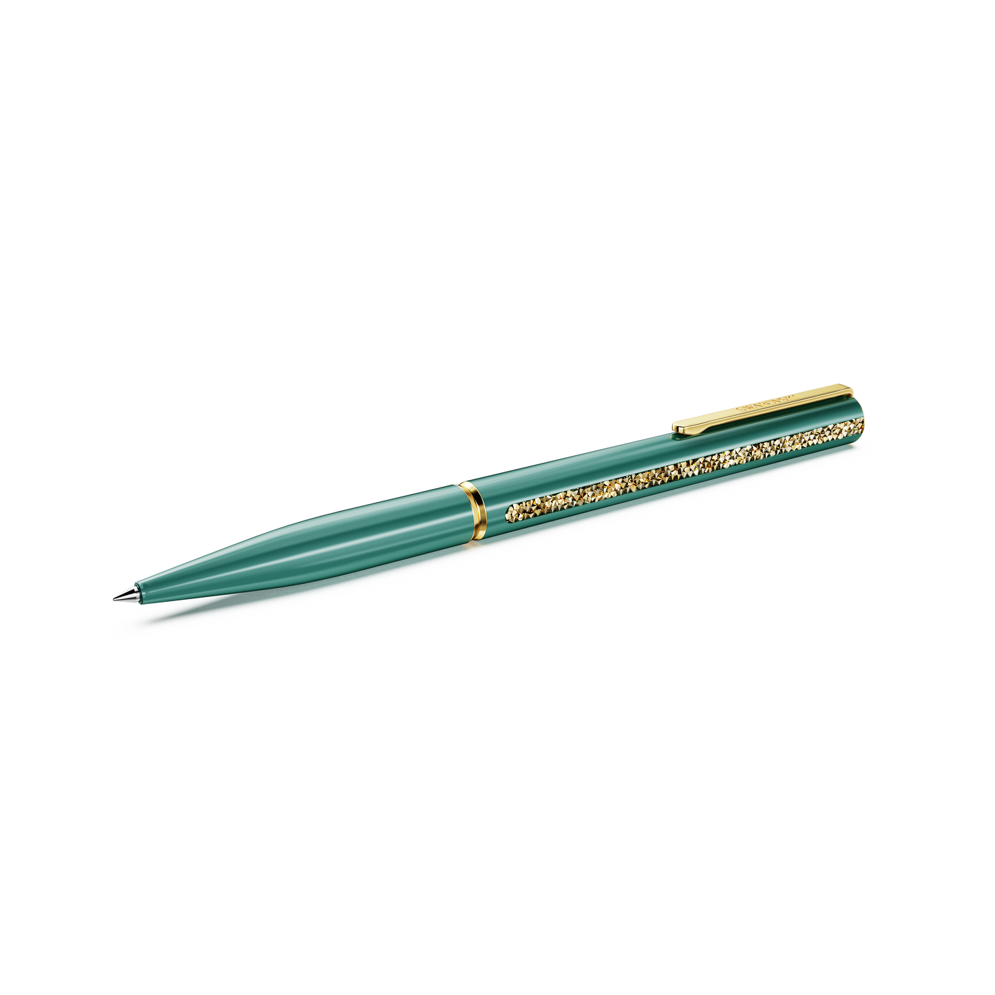 Swarovski Crystal Shimmer Glide ballpoint pen, Green, Green lacquered, Gold-tone plated