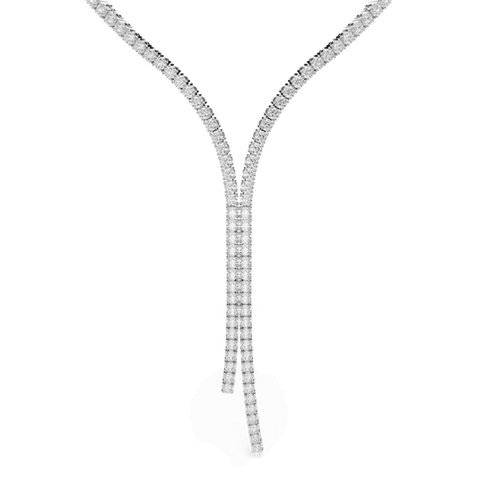 Matrix Y necklace, Round cut, White, Rhodium plated