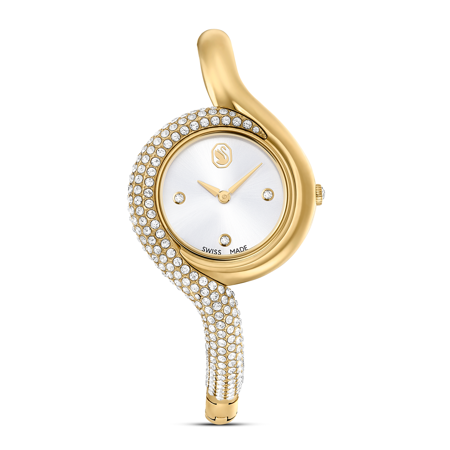 Swarovski Dextera Asymmetric watch, Swiss Made, Metal bracelet, Gold tone, Gold-tone finish