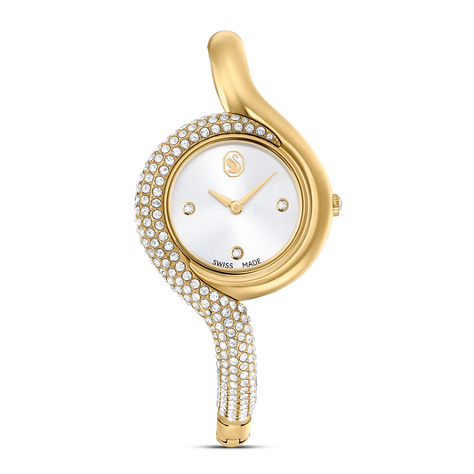 Swarovski Dextera Asymmetric watch, Swiss Made, Metal bracelet, Gold tone, Gold-tone finish